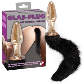 Plug Anal de vidrio con cola negra por sólo 19,96 €