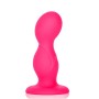 Plug anal de suave silicona rosa con ventosa