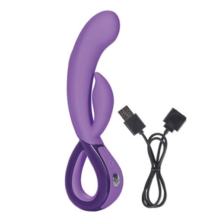 Key Leia vibrador rotador con estimulador de clítoris violeta