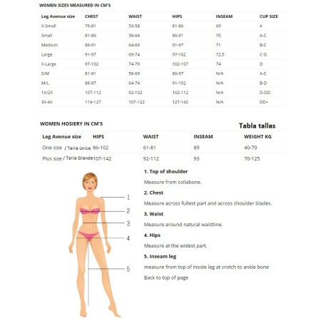 Tabla de tallas Leg Avenue