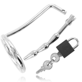 Anillo de castidad testicular con plug uretral