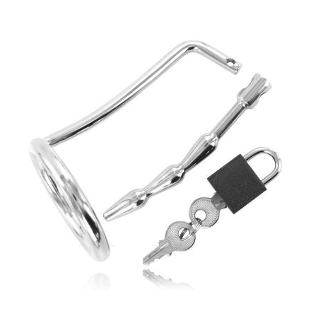 Anillo de castidad testicular con plug uretral