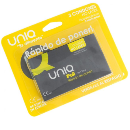 UNIQ PULL CON TIRAS PRESERVATIVO SIN LATEX 3UDS