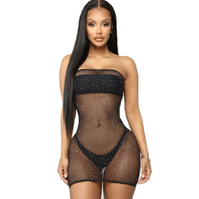 QUEEN LINGERIE VESTIDO CUERPO DE RED CON BRILLANTES S-L por sólo 18,36 €