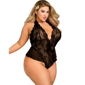 QUEEN LINGERIE TEDDY ESCOTADO DE ENCAJES PLUS SIZE por sólo 19,96 €