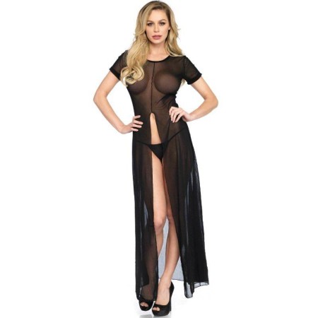 LEG AVENUE VESTIDO LARGO TRANSPARENTE CON ABERTURA FRONTAL TALLA M/L