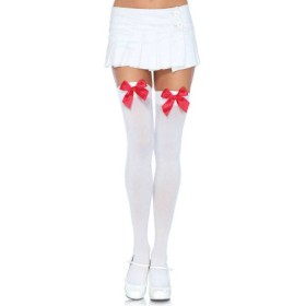 LEG AVENUE MEDIAS NYLON BLANCO Y LAZO ROJO por sólo 7,99 €