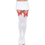 LEG AVENUE MEDIAS NYLON BLANCO Y LAZO ROJO