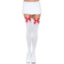 LEG AVENUE MEDIAS NYLON BLANCO Y LAZO ROJO