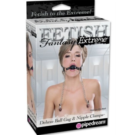 MORDAZA DELUXE CON PINZAS PEZONES CON CADENAS FETISH FANTASY EXTREME por sólo 15,19 €