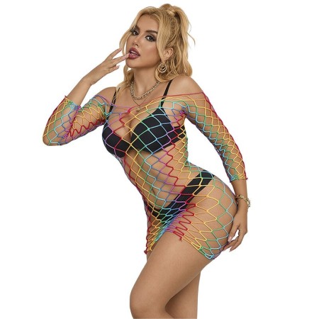 SUBBLIME - 952426 RAINBOW LONG SLEEVE FISHNET BODYSTOCKING ONE SIZE sólo 14.99€