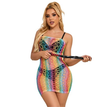 SUBBLIME - 952365 RAINBOW BARE SHOULDER FISHNET BODYSTOCKING ONE SIZE sólo 14.99€