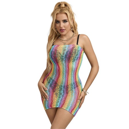 SUBBLIME - 952457 RAINBOW OFF SHOULDER SLEEVELESS FISHNET BODYSTOCKING ONE SIZE sólo 14.99€
