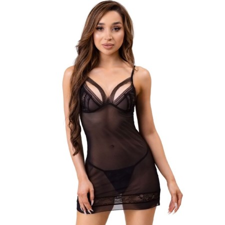 LIVCO CORSETTI FASHION - TIANA LC 20208 CHEMISE + THONG BLACK L/XL sólo 31.99€