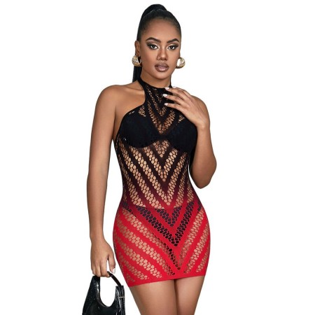 SUBBLIME - 952242 RED AND BLACK DEGRADED ELASTIC FISHNET BODYSTOCKING ONE SIZE sólo 17.99€