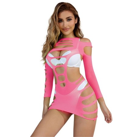 SUBBLIME - 952273 LONG SLEEVE ELASTIC FISHNET BODYSTOCKING PINK ONE SIZE sólo 12.99€