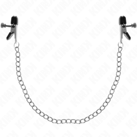 KINK - PINZAS PARA PEZONES PLANAS NEGRO CON CADENA PLATEADO 34 CM