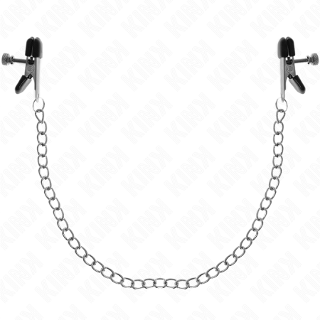 KINK - PINZAS PARA PEZONES PLANAS NEGRO CON CADENA PLATEADO 34 CM
