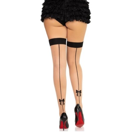 LEG AVENUE - 1963 MEDIAS DE SPANDEX CON COSTURA TRASERA NEGRO - TALLA ÚNICA - Universo SexShop
