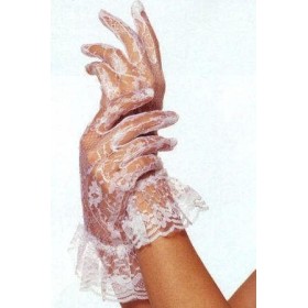 Guantes cortos en blonda con volante  Blancos