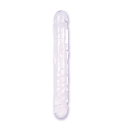 Consolador Doble Gelatinoso 30 cm  Transparente