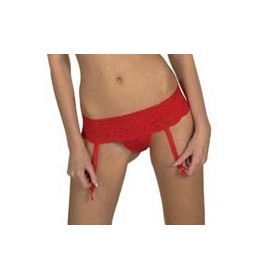 Liguero tanga de blonda rojo por sólo 15,96 €